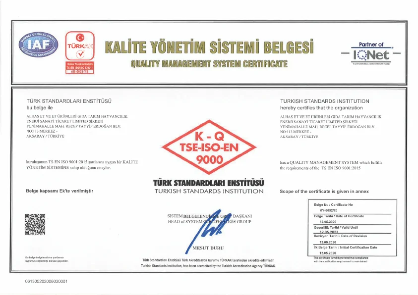 Kalite Belgesi 8